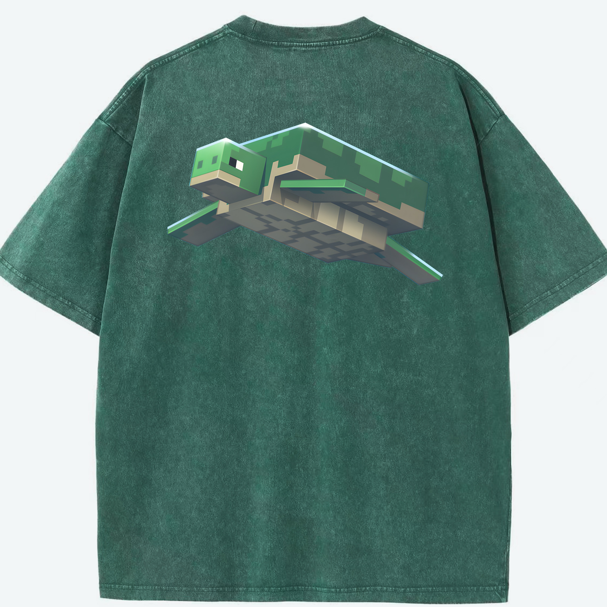 （画像用） マインクラフト ブロックの世界 Minecraft MC Block world 綿100% ヴィンテージ風 半袖Tシャツ（背面プリント）